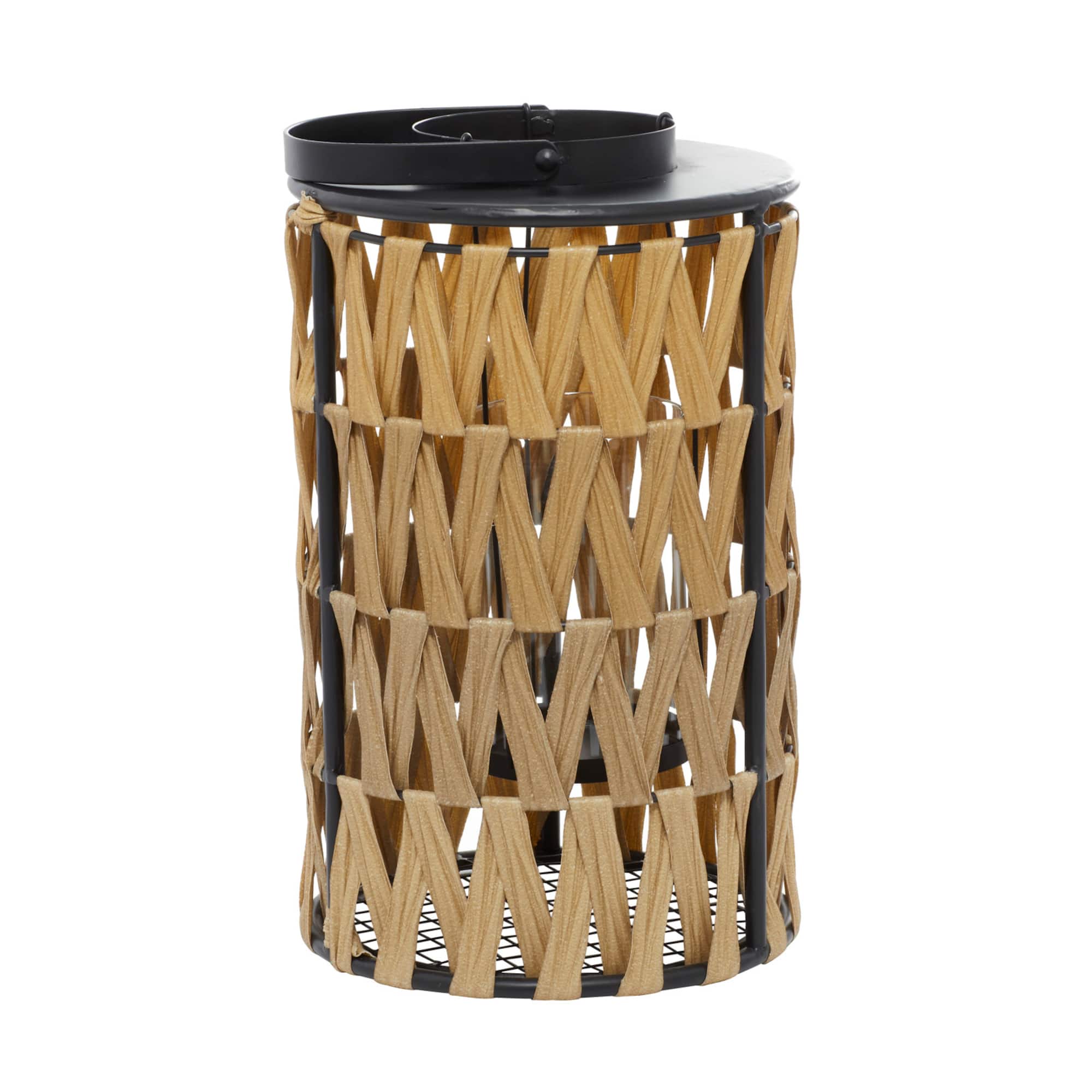 Gold Metal Natural Lantern 17" x 7" x 7"